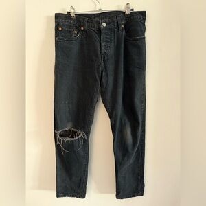 Levi's Relaxed Black Jeans with Distressed Detail